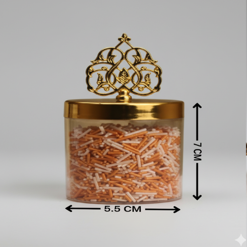 ACRYLIC JAR LUSTER GLASS WITH GOLDEN LID 5.5*7 CM 100 GM (1 PC)