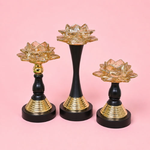 LOTU FLOWER METAL  CANDLE HOLDER  STAND (3 PCS) 13259