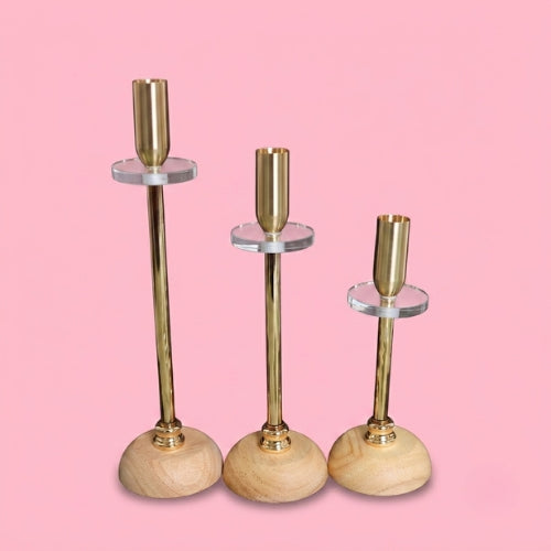 MODERN GOLD  METAL TAPER  CANDLE STICK  HOLDER (3 PCS) 13260