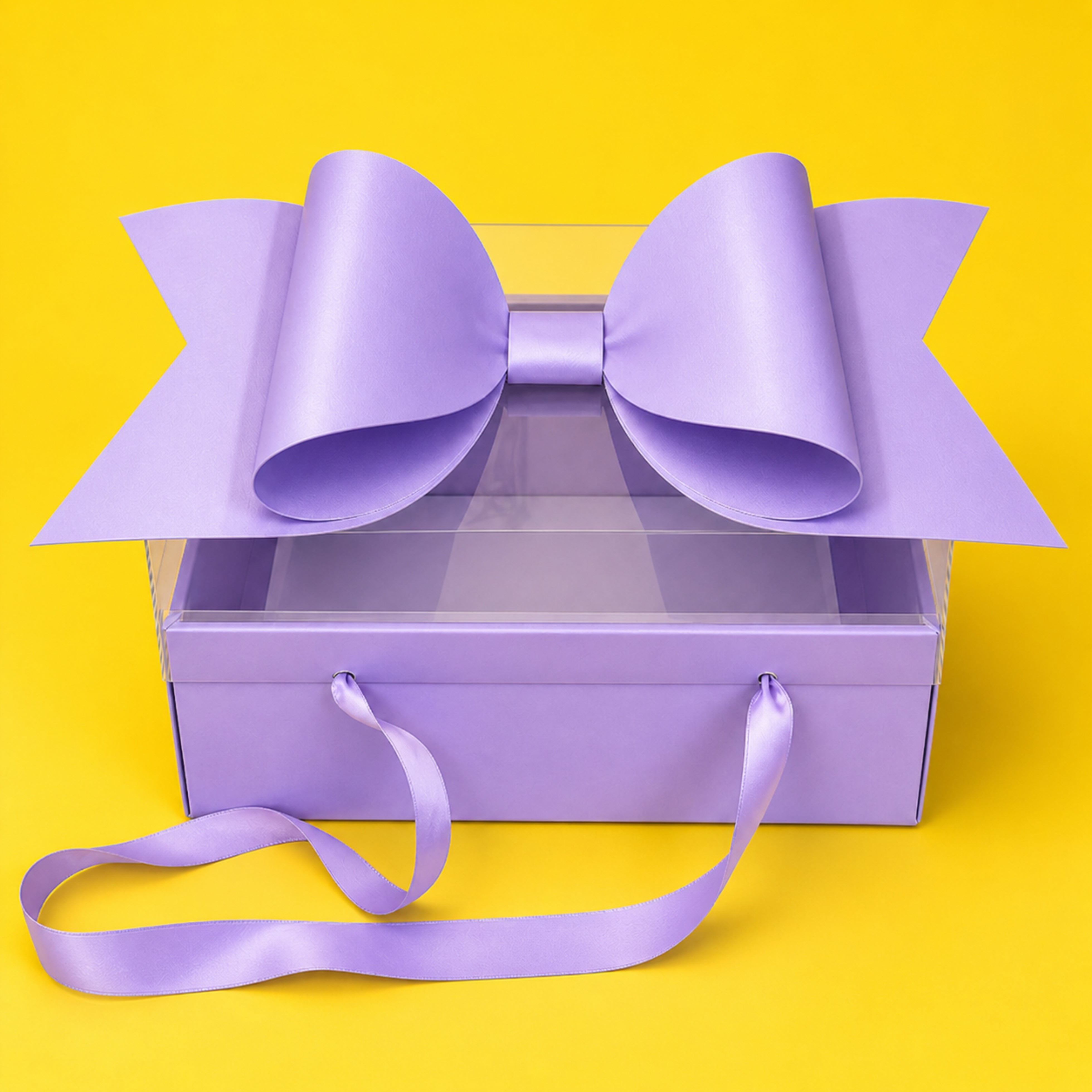 GIFT PACKING BOW BOX WITH RIBBON ( PURPLE )(Set of 4 PCS) 13867
