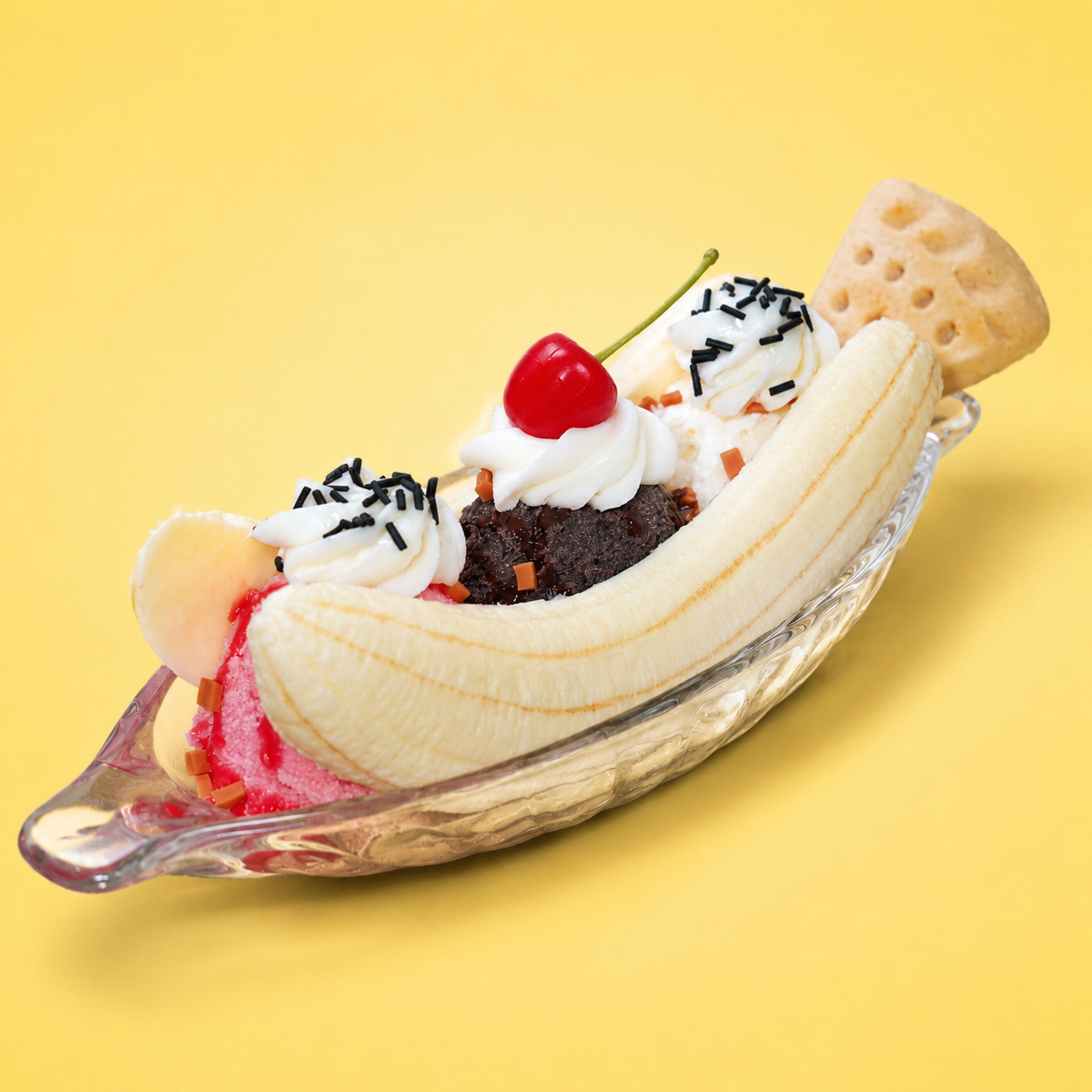 ARTIFICIAL FOOD DUMMY BANANA SPLIT ICE CREAM DESSERT (1 PC) 13598 2074-4