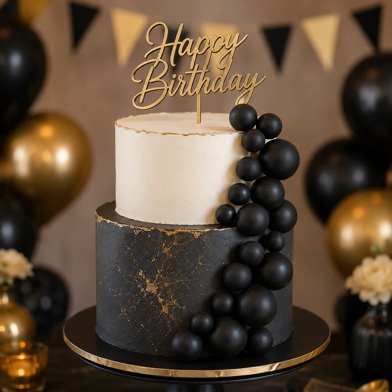 CAKE DECORATION OR  FAUX BALL MATTE BLACK  (PACKET OF 20 PCS) 13274