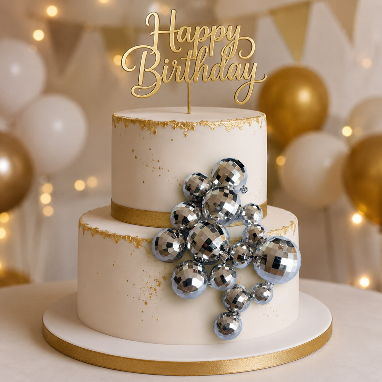 CAKE DECORATION OR FAUX BALL DISCO SILVER COLOR (20 PCS IN ONE PACKET) (Barcode 10000)