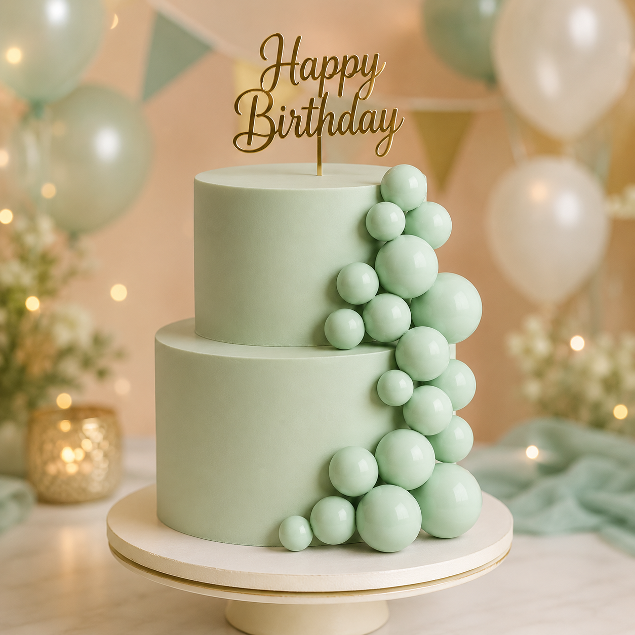 CAKE DECORATION OR  FAUX BALL MATTE GREEN  (PACKET OF 20 PCS) 13572