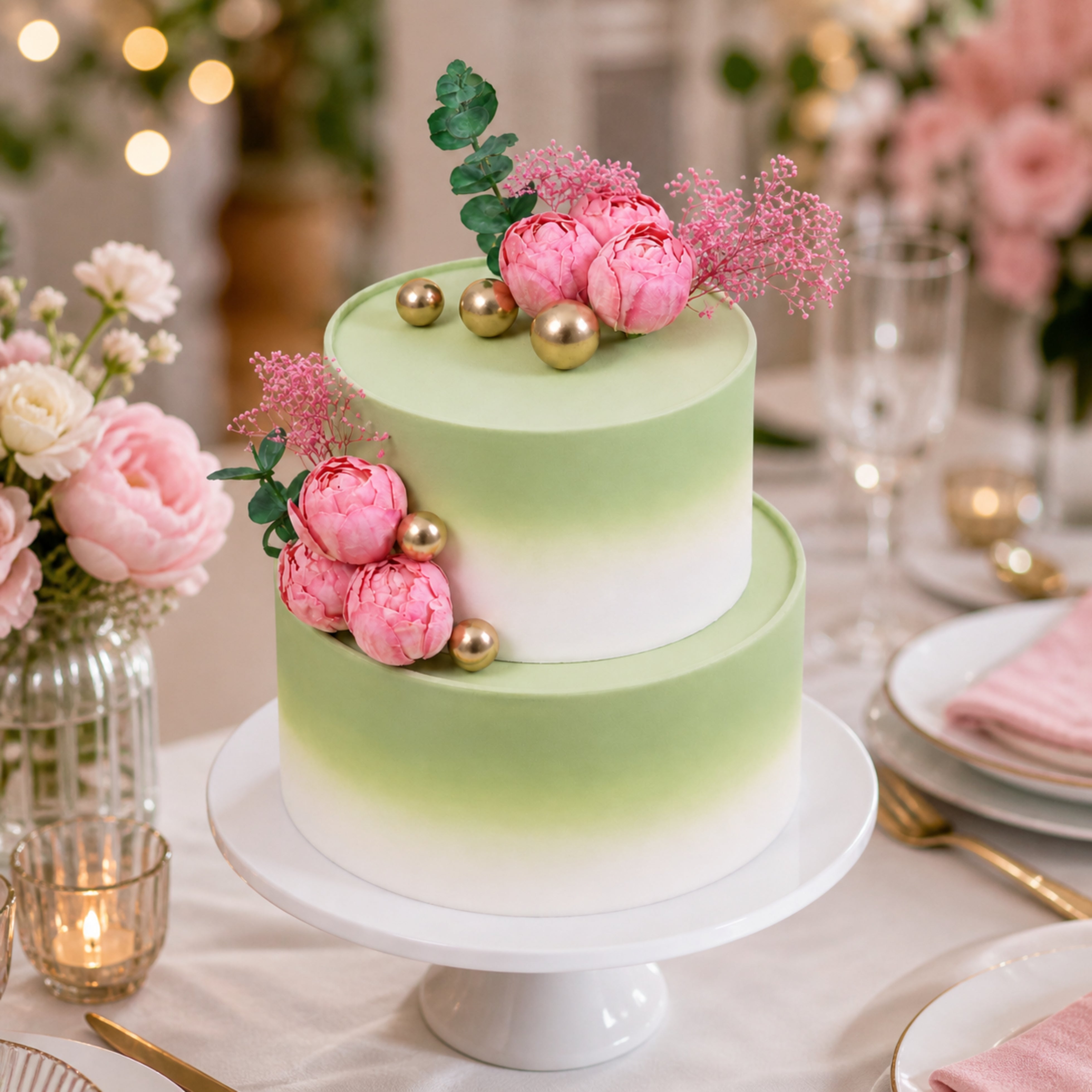 FLORAL 2 TIER  THEME CAKE