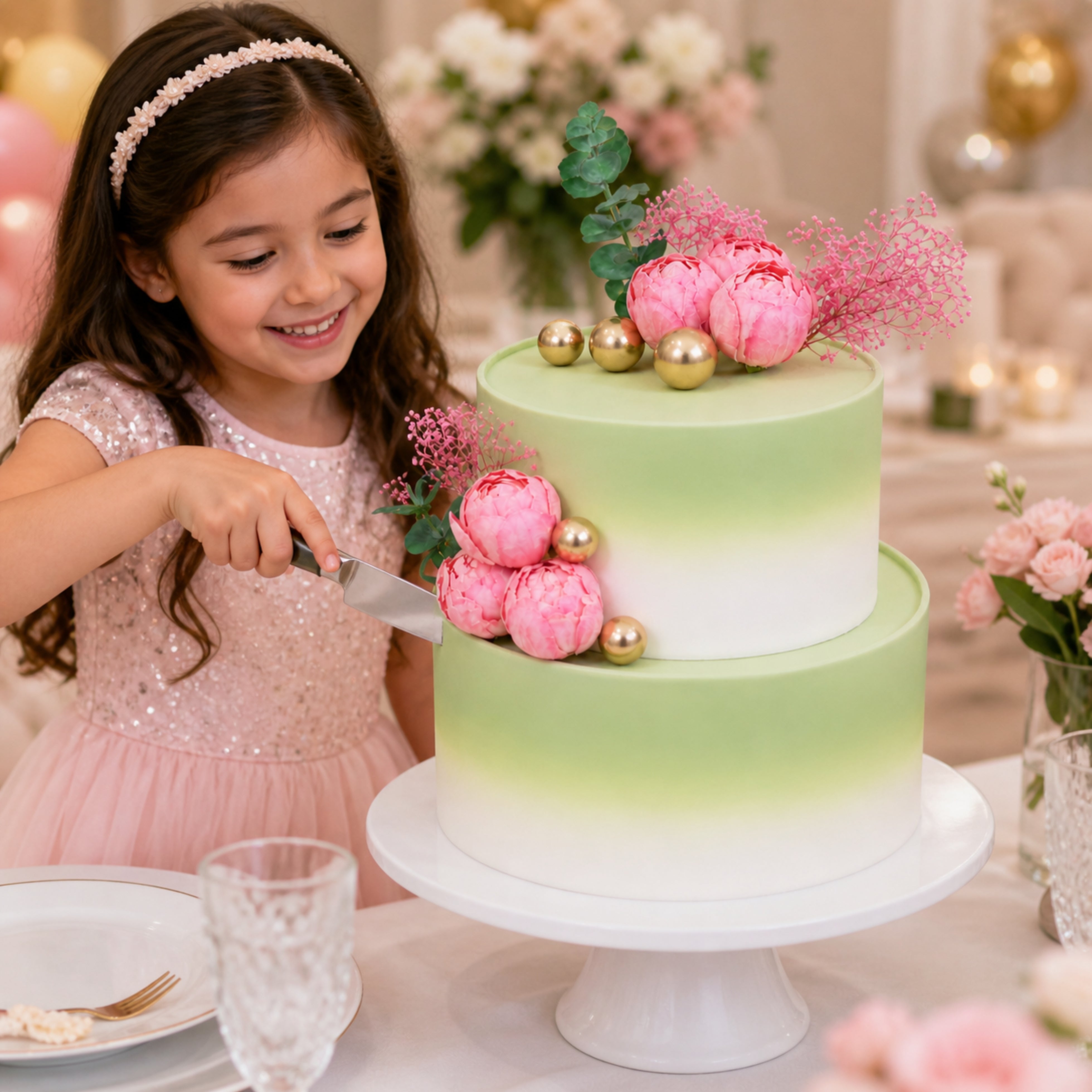 FLORAL 2 TIER  THEME CAKE