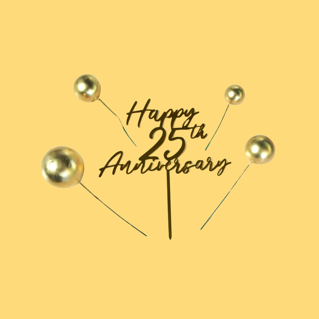 25th Anniversary Floral Elegance Cake Topper (1 pc)