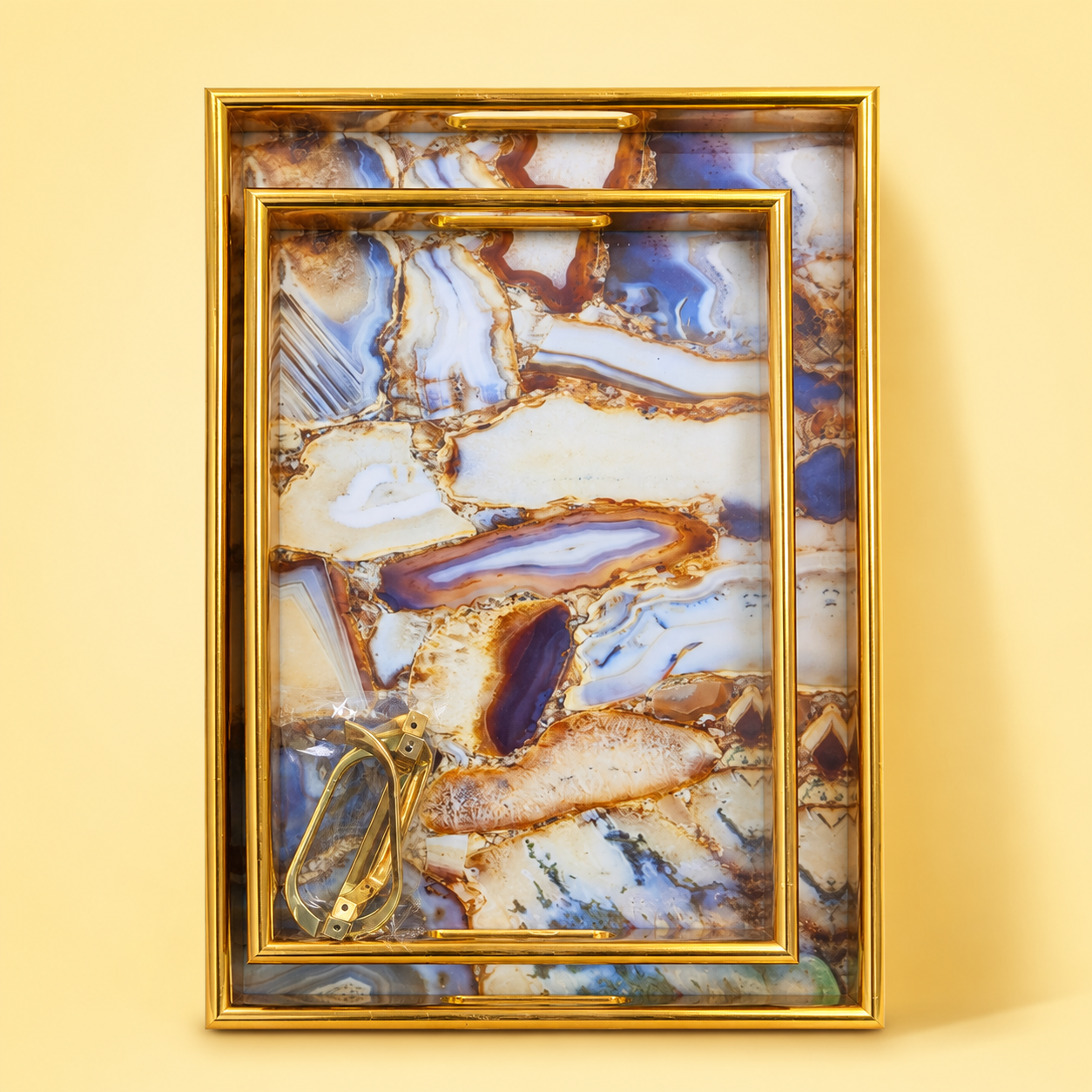 EPOXY RESIN  DECORATIVE  SERVING TRAY 3 (SET  OF 2 PCS ) SMALL  AND BIG 13246