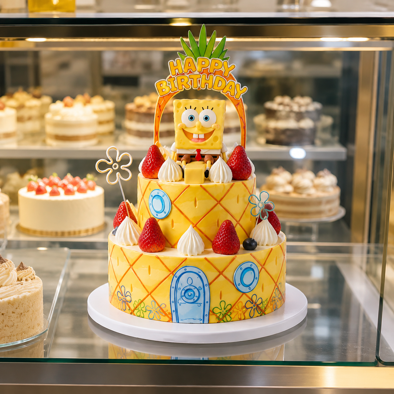 SPONGEBOB  SQUAREPANTS  PINEAPPLE UNDER  THE SEA THEME  CAKE 13724