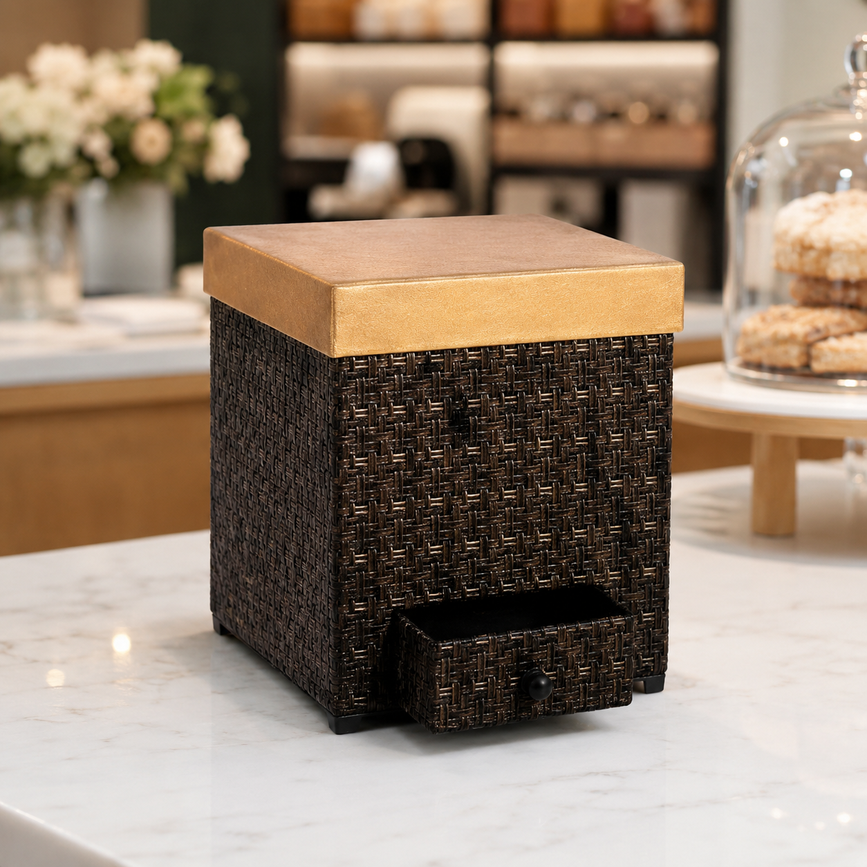 SURPRISE GIFT BOX  SQUARE SHAPE COLOR  BLACK AND GLDEN 7.5*7. 5*7.5 INCH (1 PC) (Barcode 7256)