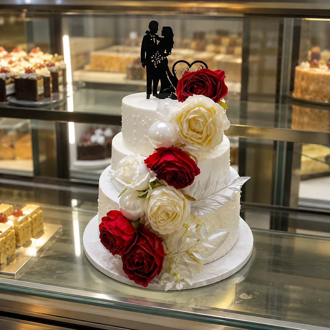 ROSE WEDDING 3  TIER THEME CAKE