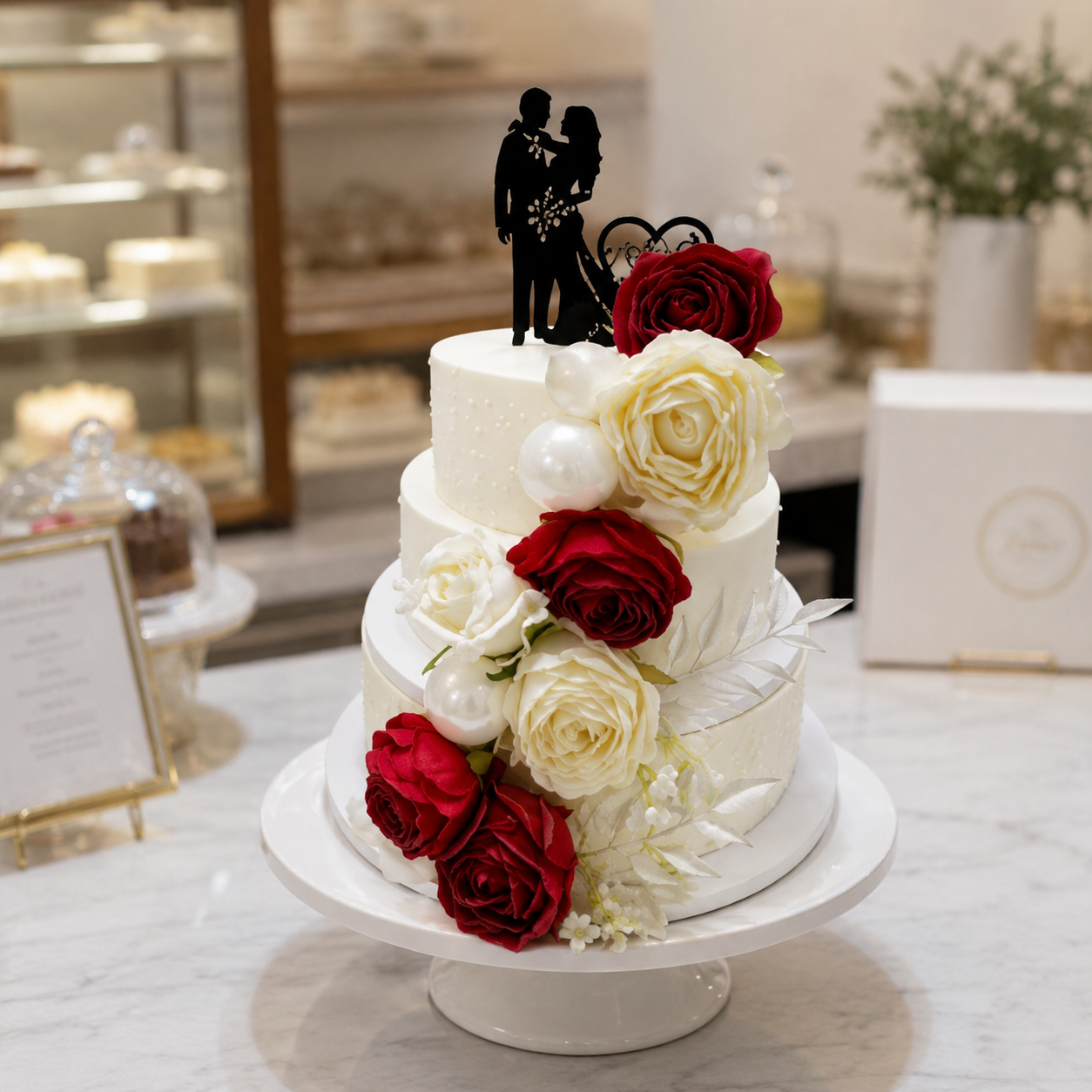 ROSE WEDDING 3  TIER THEME CAKE