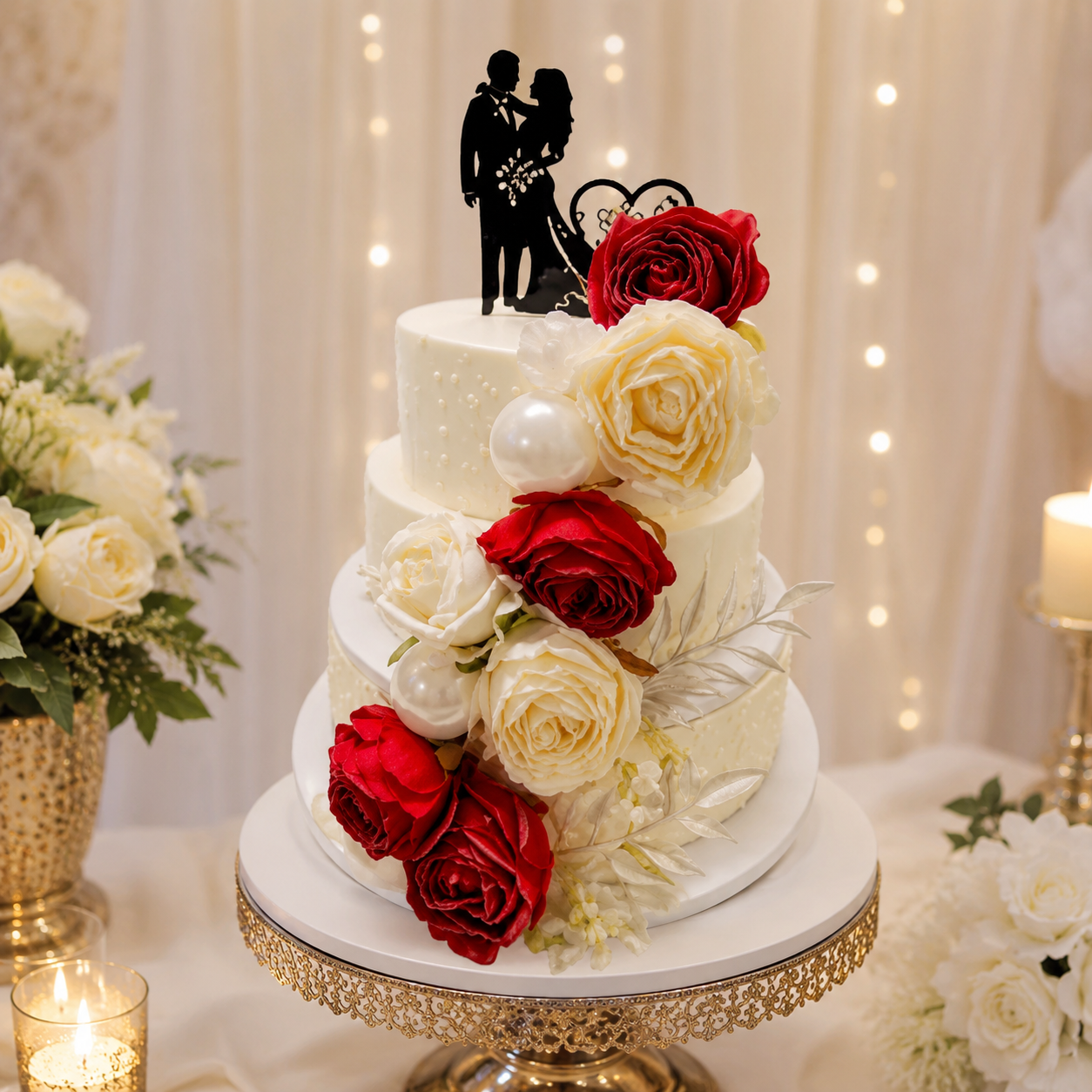 ROSE WEDDING 3  TIER THEME CAKE