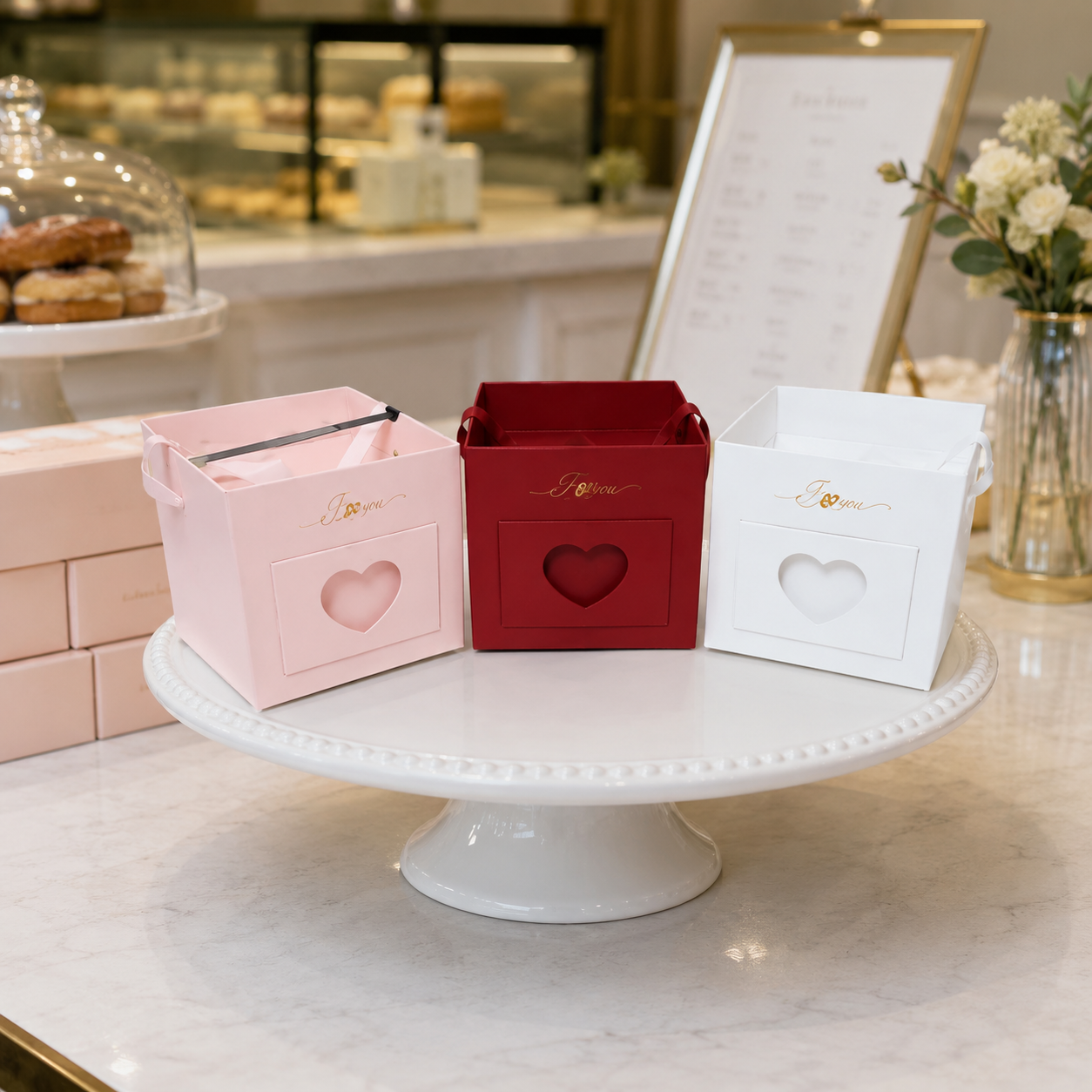 SURPRISE BOX 19*19*18.8  CM (RED,WHITE,BABY  PINK) (Barcode 13324)