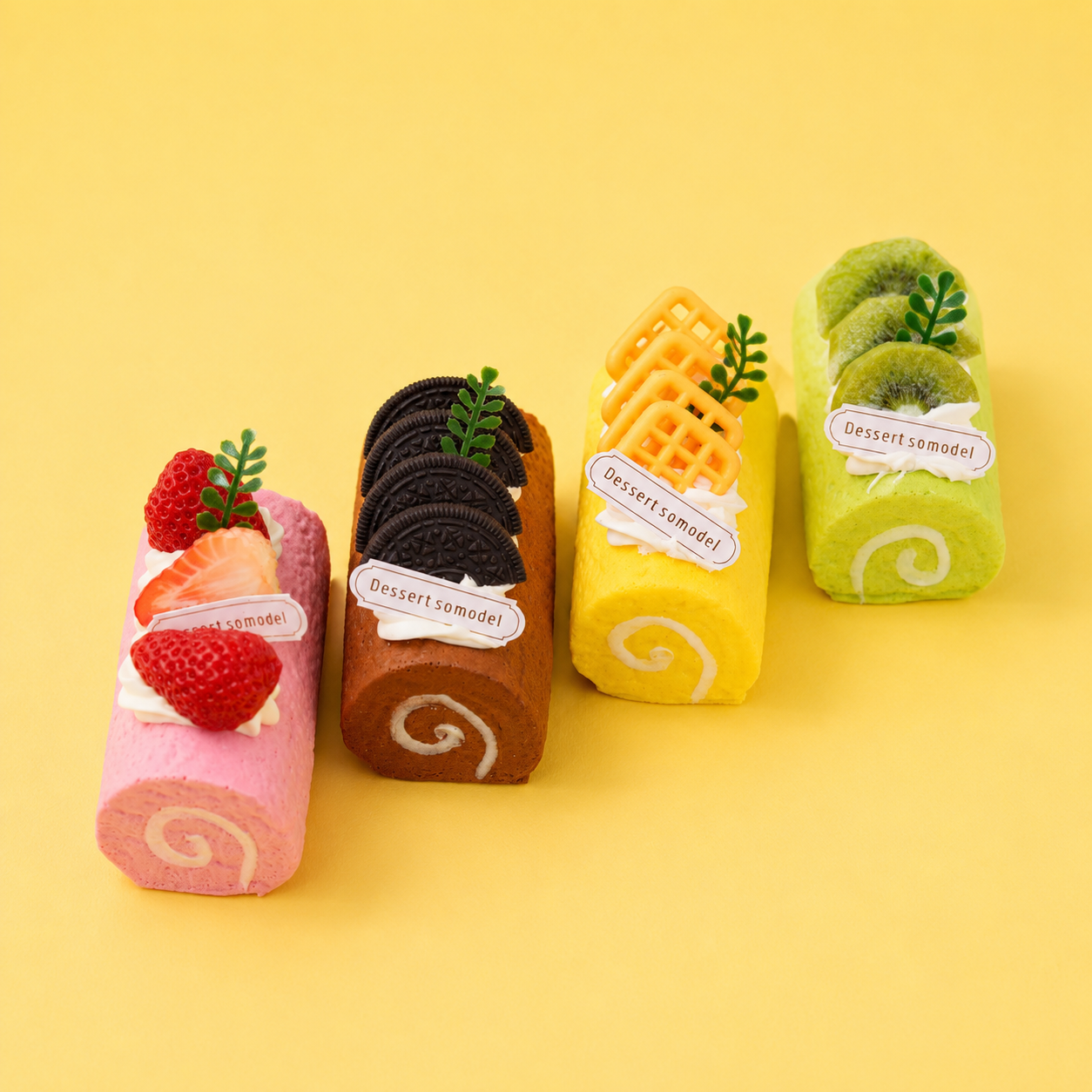 ARTIFICIAL FOOD DUMMY DIFFERENT FLAVOUR CAKE ROLL WITH FRUITS (4 PCS) 13614 2074-18