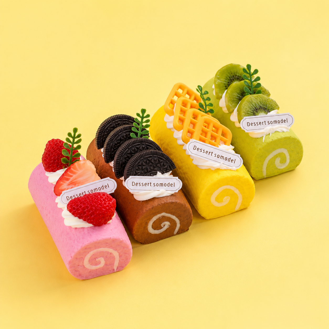 ARTIFICIAL FOOD DUMMY DIFFERENT FLAVOUR CAKE ROLL WITH FRUITS (4 PCS) 13614 2074-18