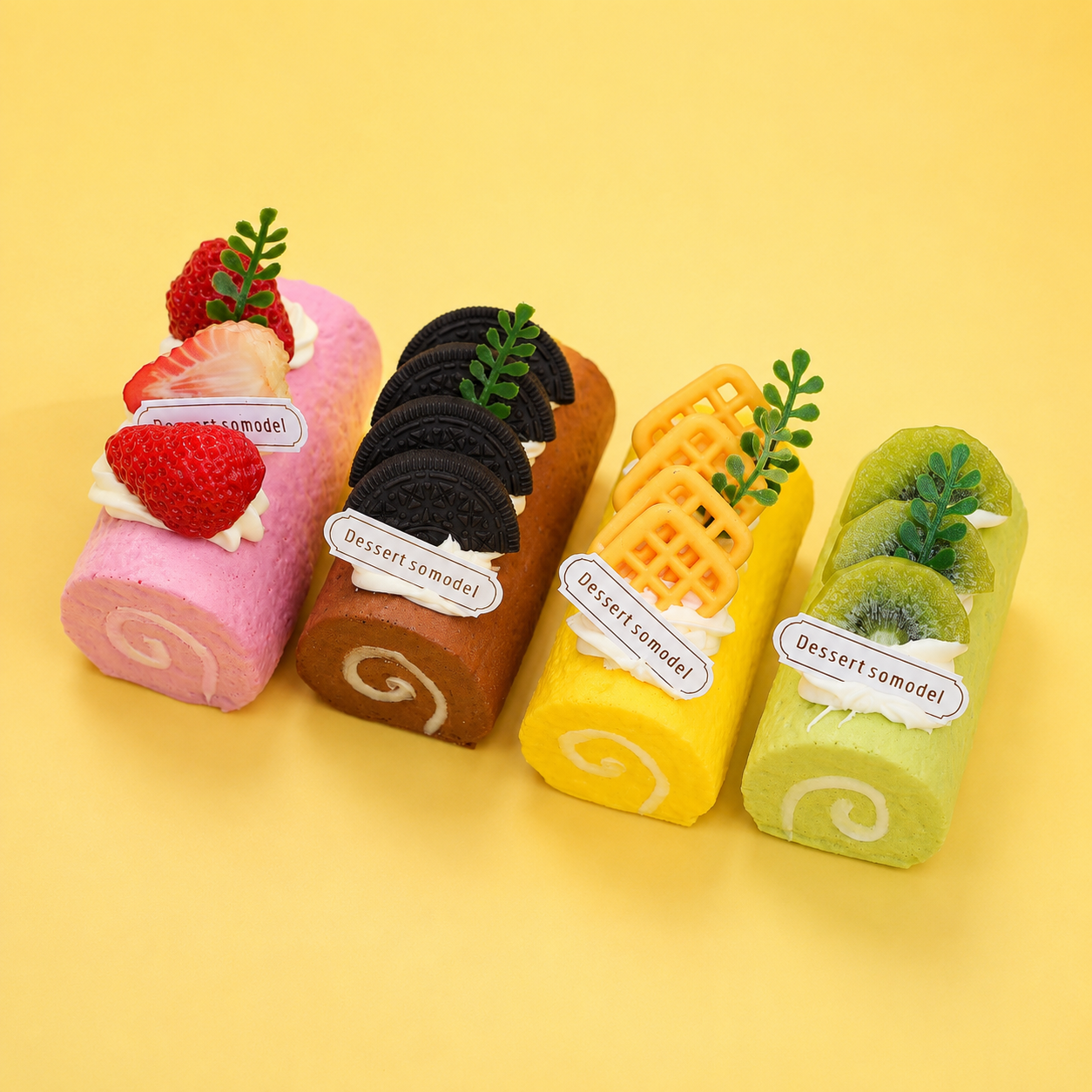 ARTIFICIAL FOOD DUMMY DIFFERENT FLAVOUR CAKE ROLL WITH FRUITS (4 PCS) 13614 2074-18