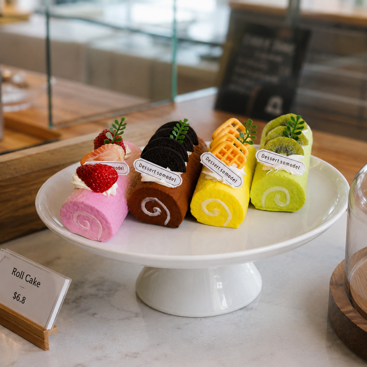 ARTIFICIAL FOOD DUMMY DIFFERENT FLAVOUR CAKE ROLL WITH FRUITS (4 PCS) 13614 2074-18