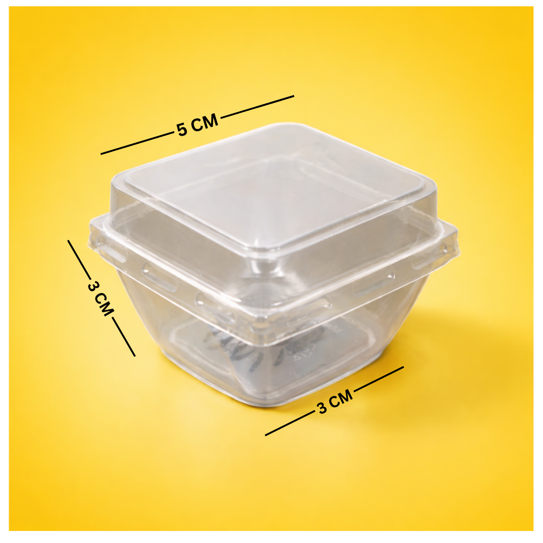 PLASTIC DESERT CUP  WITH DOME LID CUBE  SHAPE