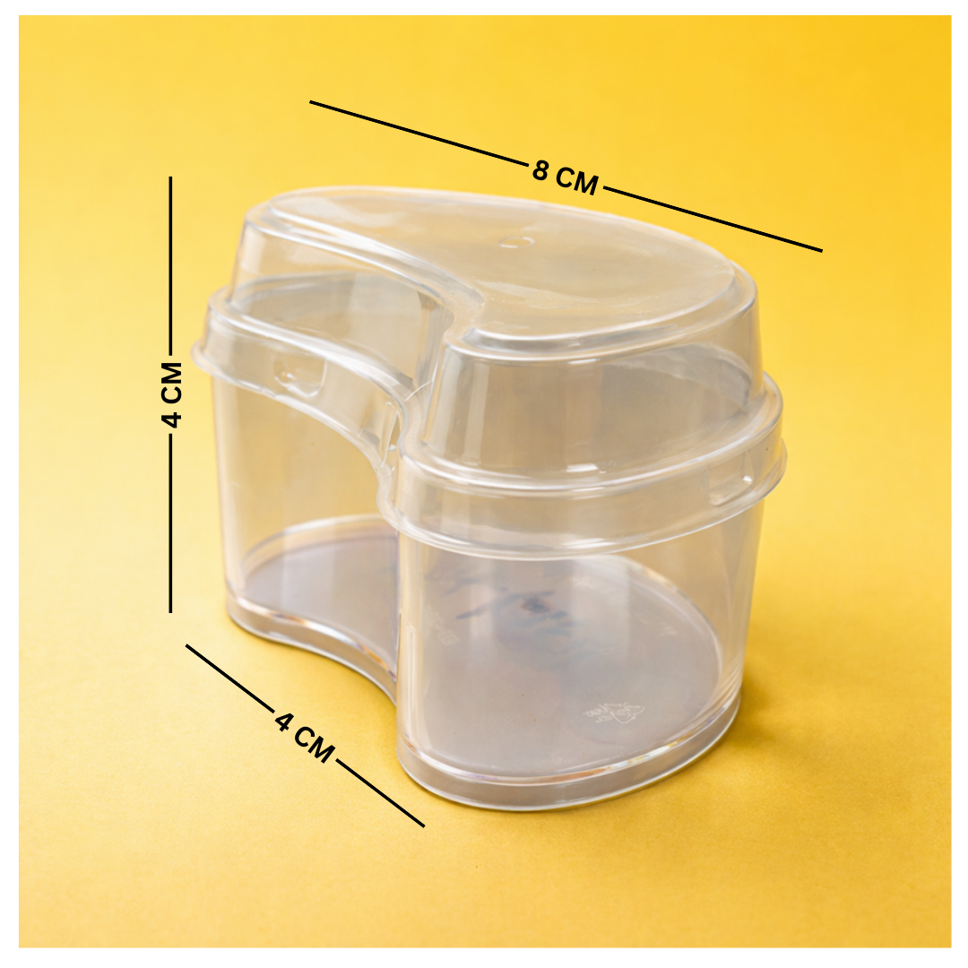 PLASTIC DESSERT  CUP WITH DOME LID  HALF MOON SHAPE