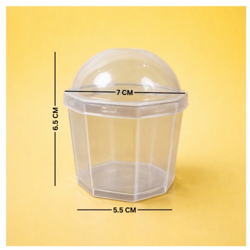 PLASTIC PARFAIT  MOUSSE CUP WITH  DOME LID OCTAGON  SHAPE