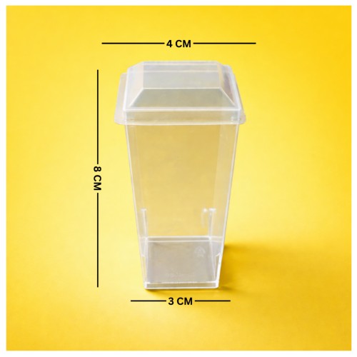 PLASTIC DESSERT  TUB WITH LID CUBE  SHAPE