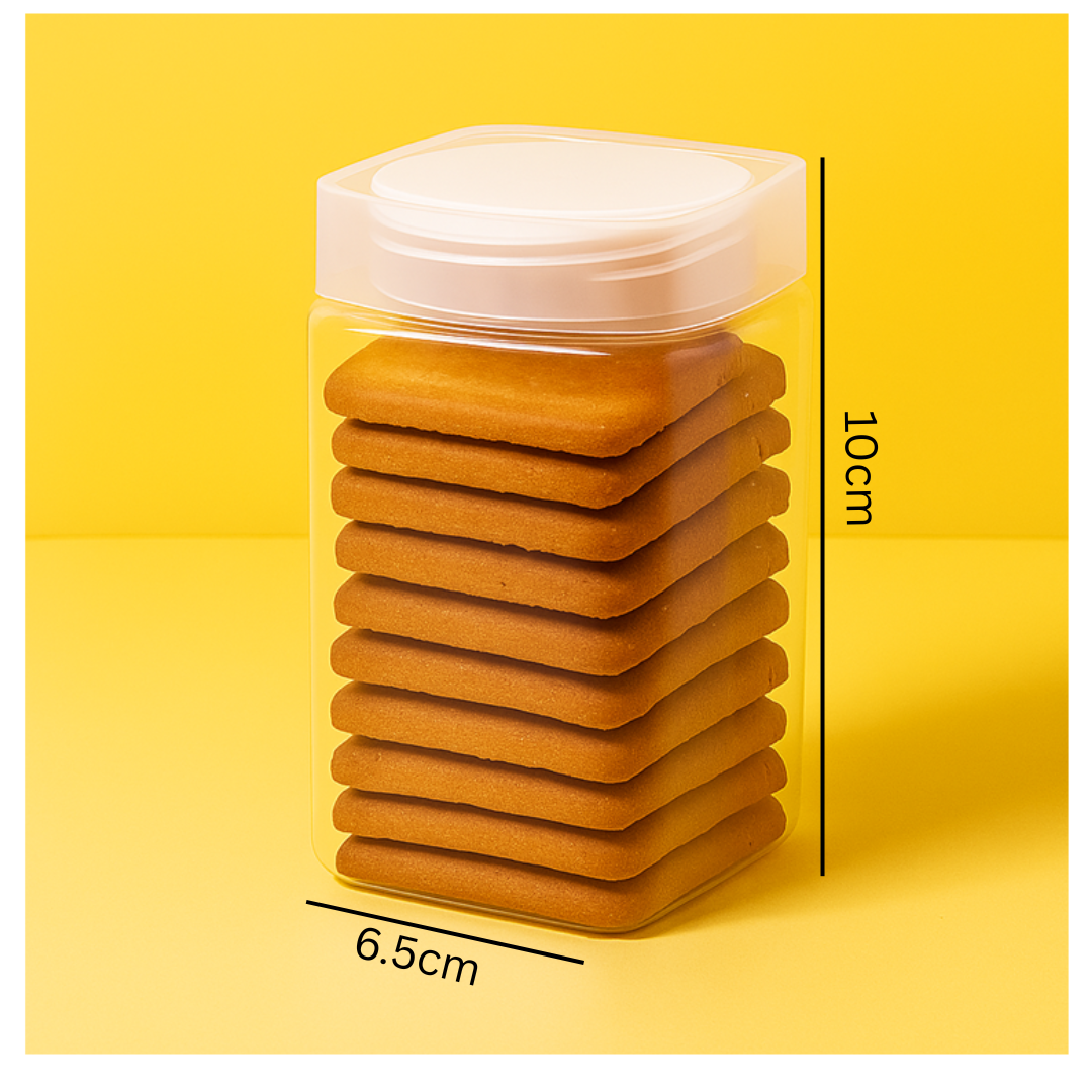 PET TRANSPARENT JAR  RECTANGLE SHAPE 6.5*10 CM  400 GM (1 PC)