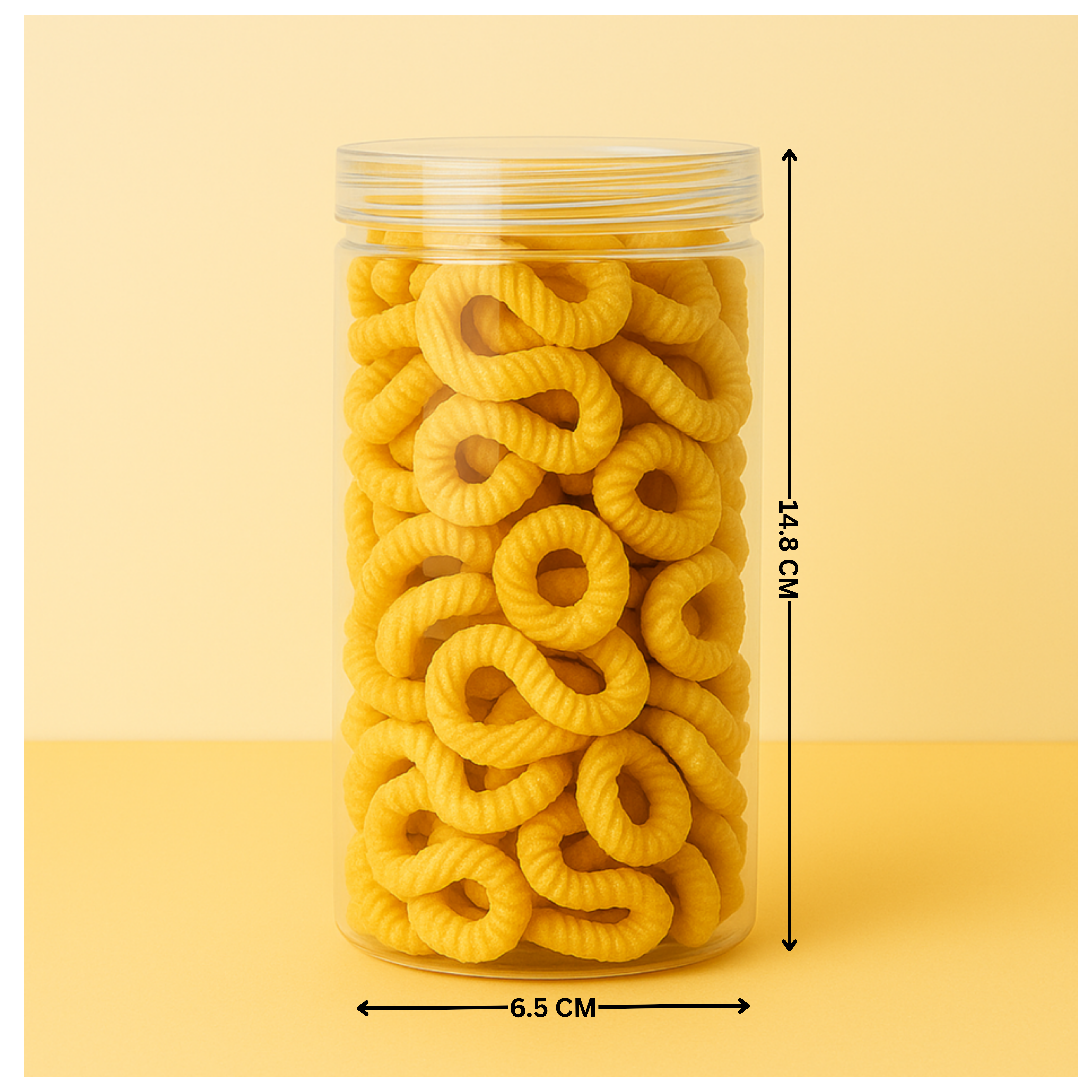 PET TRANSPARENT JAR AIR  TIGHT KEEPER ROUND SHAPE  6.5*14.8 CM 450 ML (1 PC)