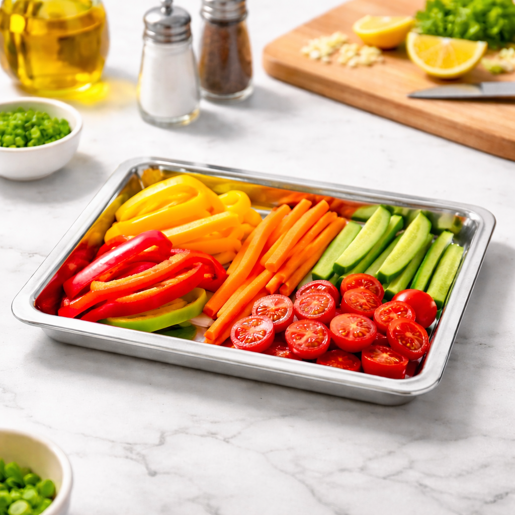 STAINLESS STEEL  RECTANGLE SHAPE  BAKING TRAY 9*7  INCH (1 PC)