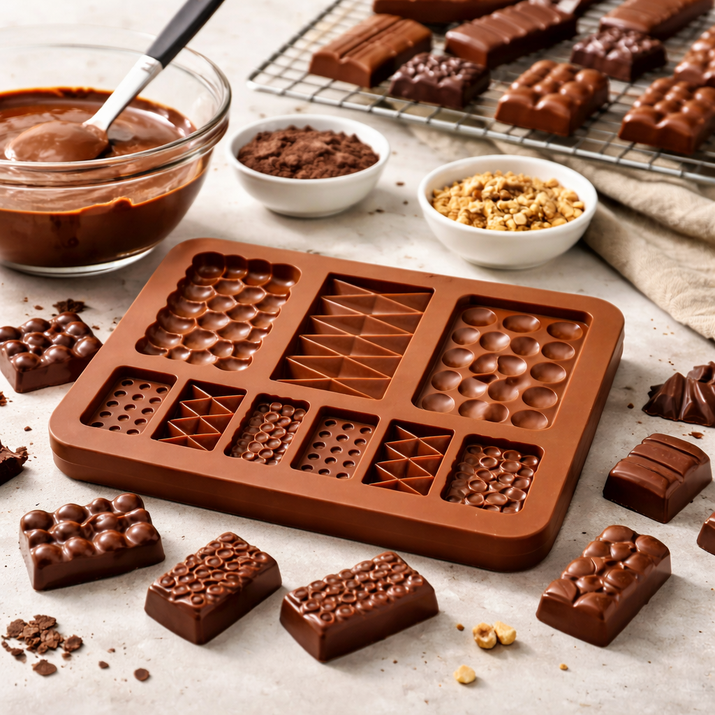 SILICONE  CHOCOLATE  MOULD BAR SHAPE  9 CAVITY (1 PC)