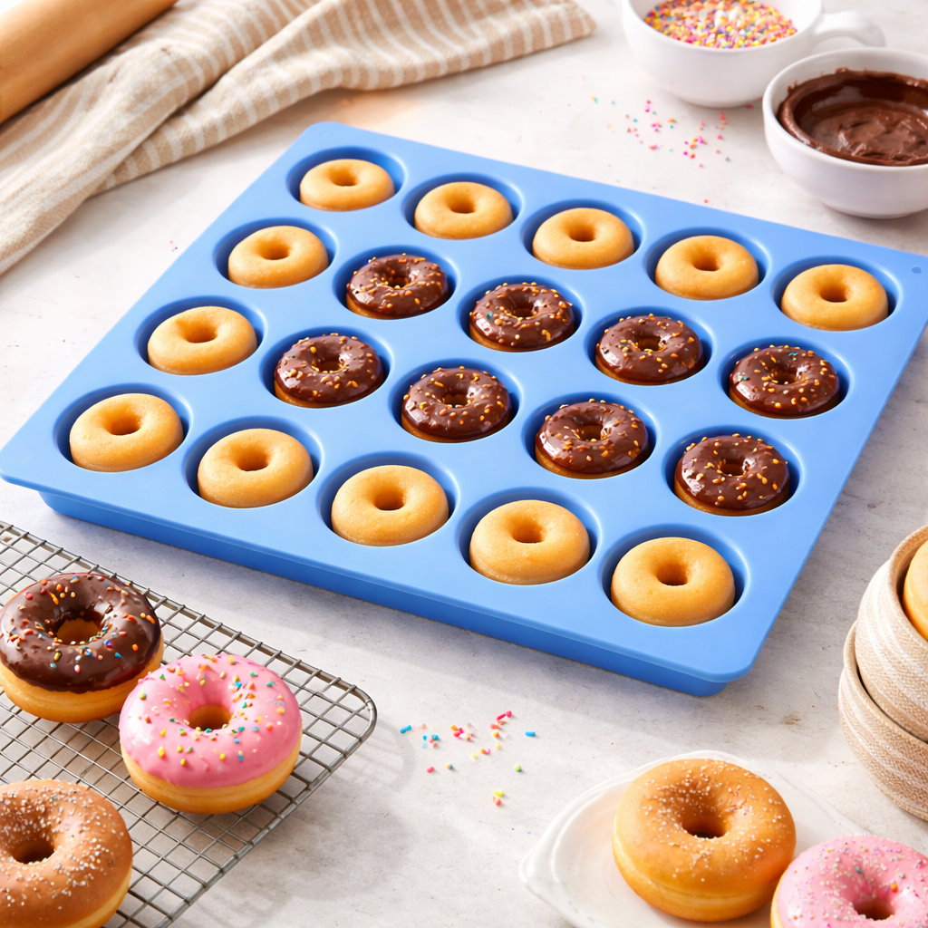 SILICONE  CHOCOLATE  MOULD MINI DONUT  MOULD 18 CAVITY  (1 PC)