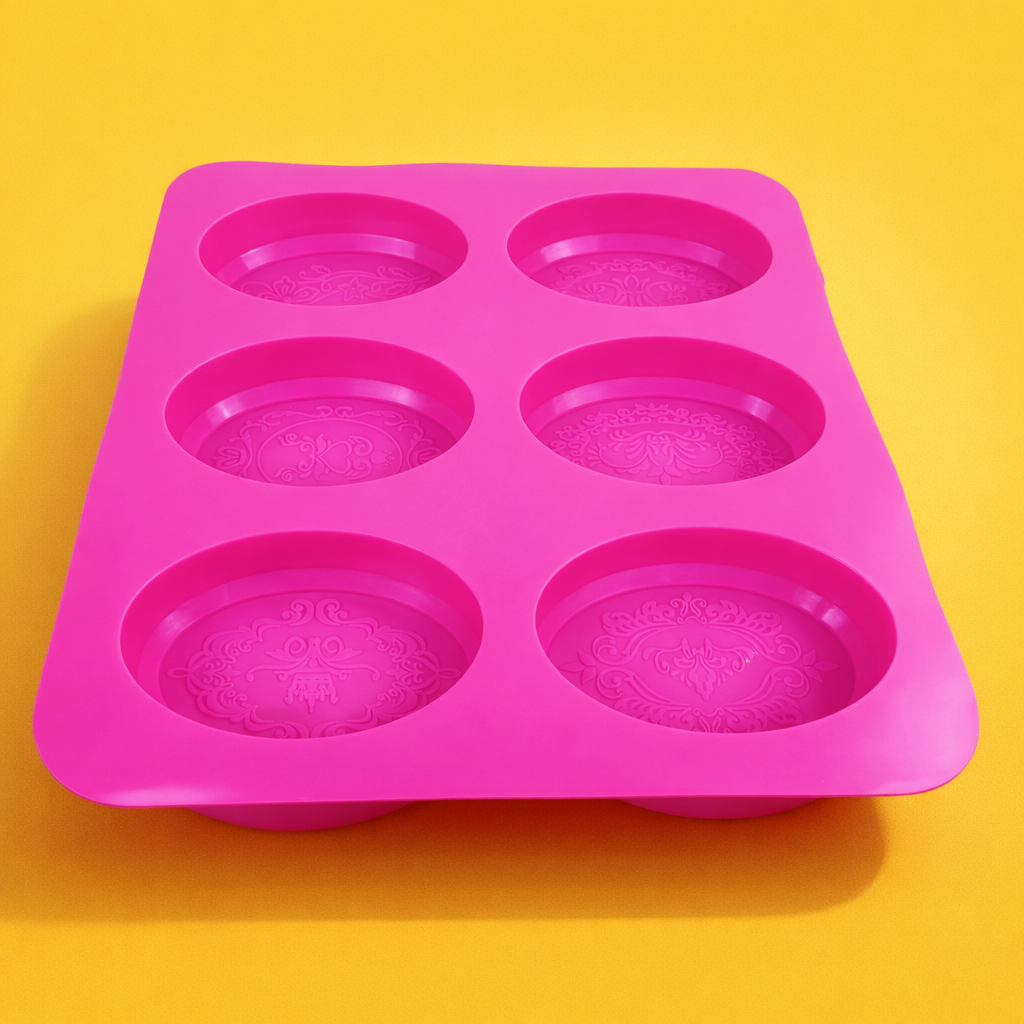 SILICONE SOAP  MOULD OVAL  SHAPE 6 CAVITY (1  PC)