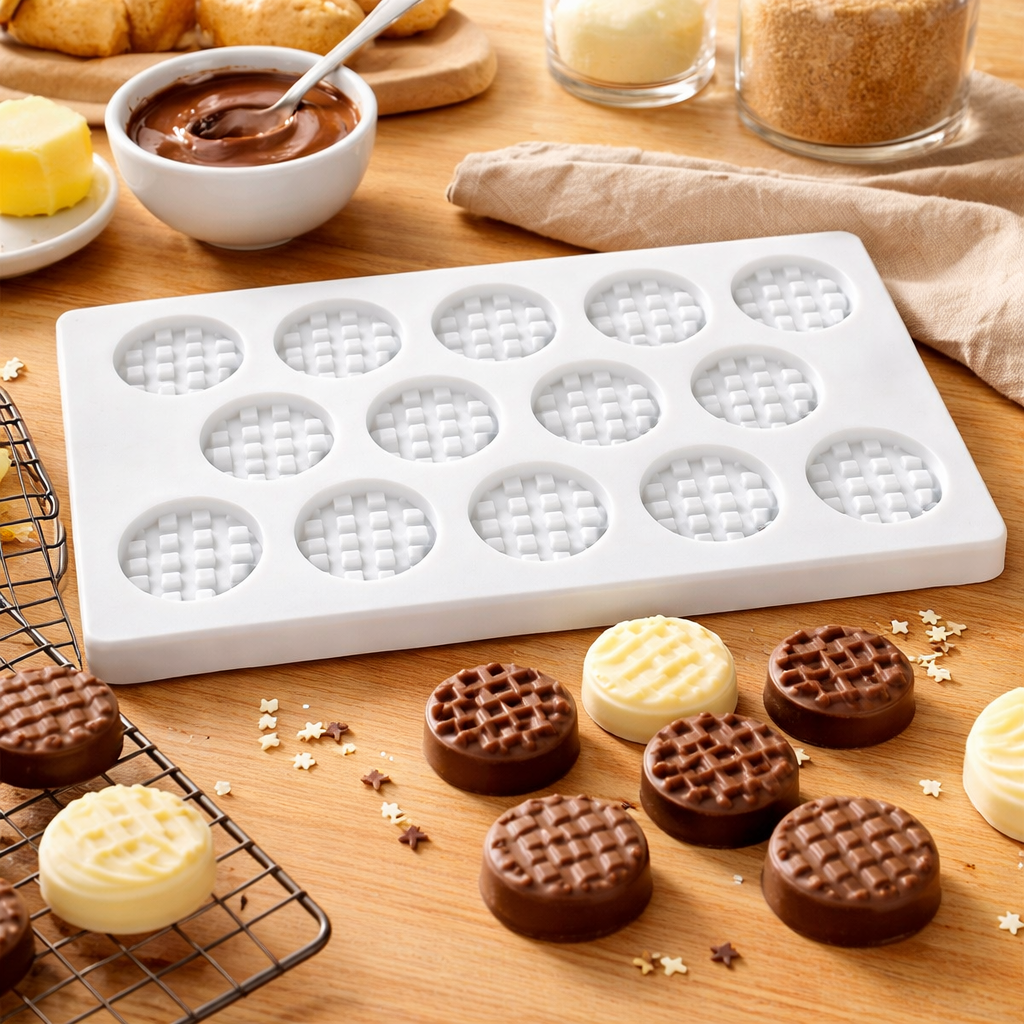 SILICONE MOULD  ROUND COOKIE  SHAPE 16 CAVITY (1  PC)