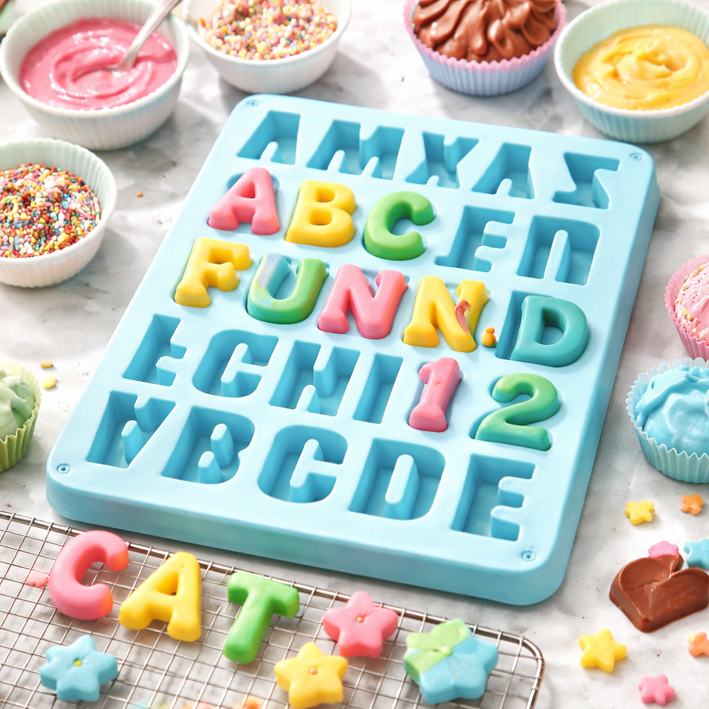 SILICONE  CHOCOLATE  MOULD ALPHABET  SHAPE 26 CAVITY (1  PC)