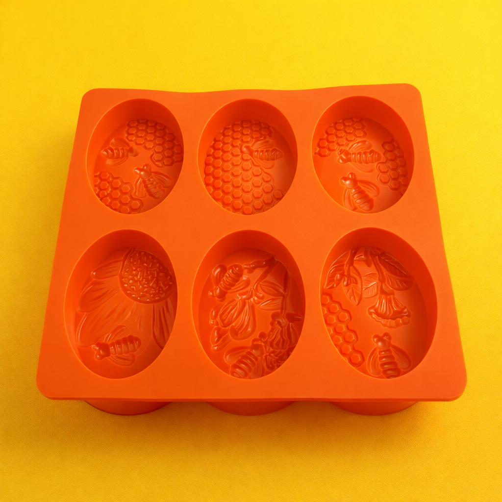 SILICONE SOAP  MOULD 3D HONEY  BEE SHAPE 6  CAVITY (1 PC)