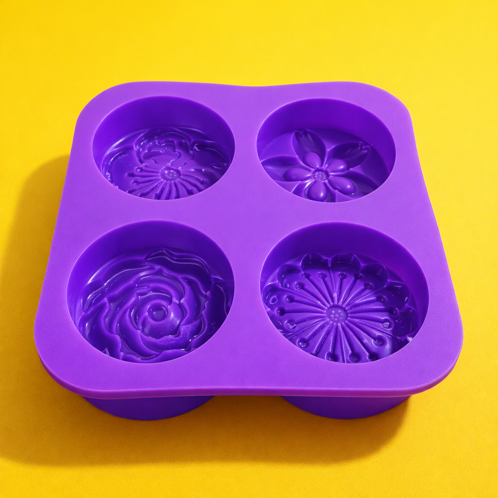 SILICONE SOAP  MOULD FLOWER  SHAPE 4 CAVITY (1  PC)