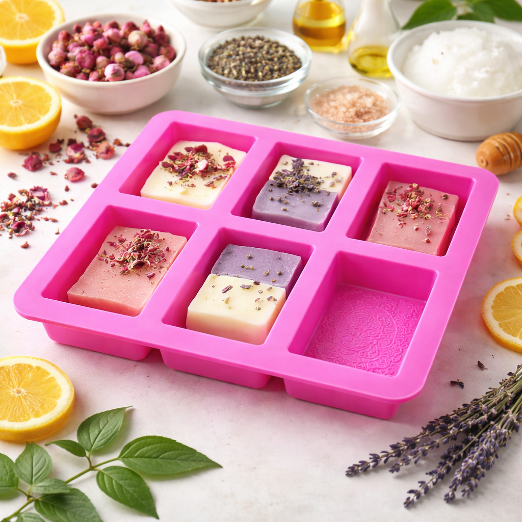 SILIOCNE SOAP  MOULD LACE  DESIGN 6 CAVITY (1  PC)