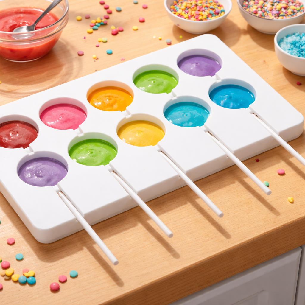 SILICONE  CHOCOLATE  MOULD LOLLY POP  SHAPE MOULD 10  CAVITY (1 PC)