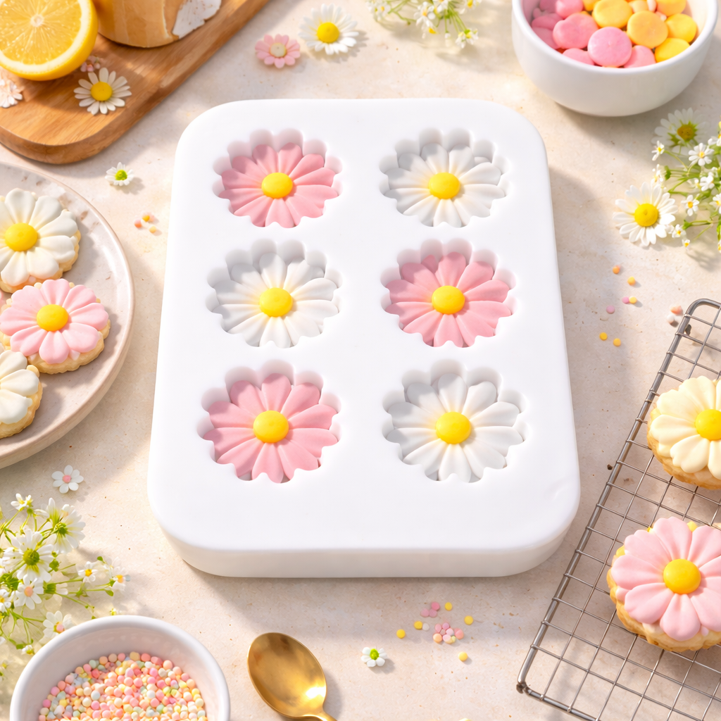 SILICONE CANDLE  MOULD FLOWER  PILLAR 2 CAVITY (1  PC)