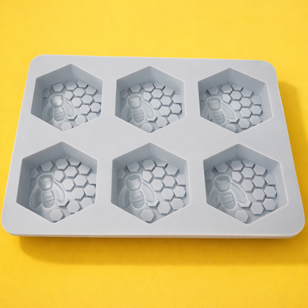 SILICONE  HEXAGONAL SHAPE  HONEYCOMB AND  BEE DESIGN  6  CAVITY (1 PC)