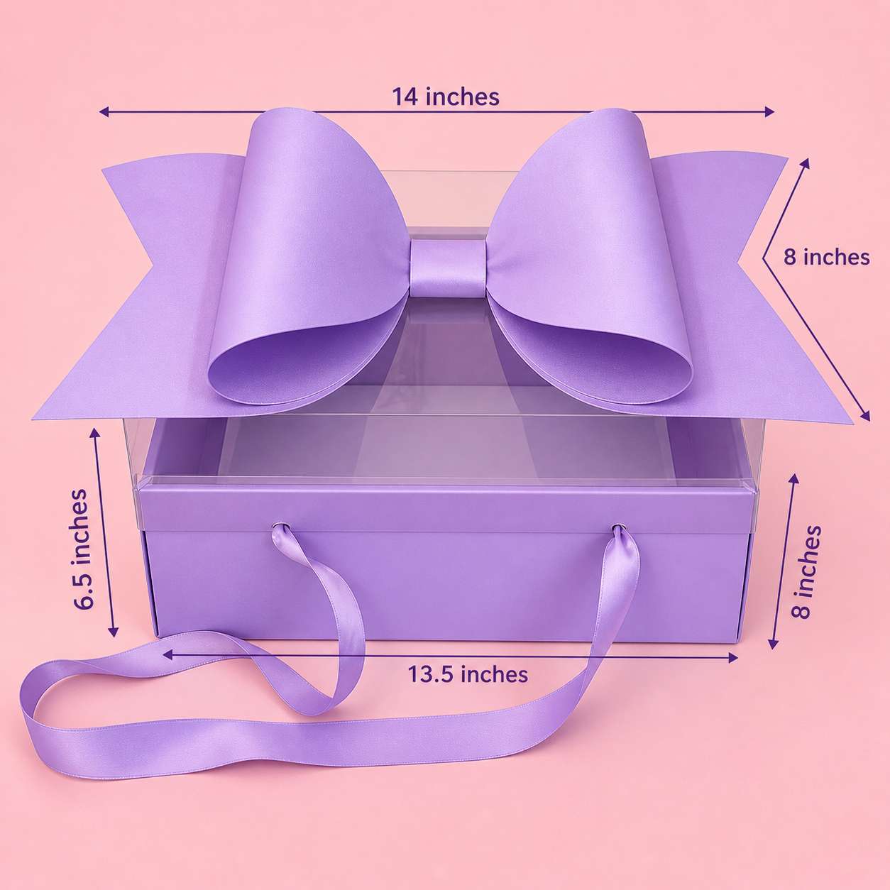 GIFT PACKING BOW BOX WITH RIBBON ( PURPLE )(Set of 4 PCS) 13867