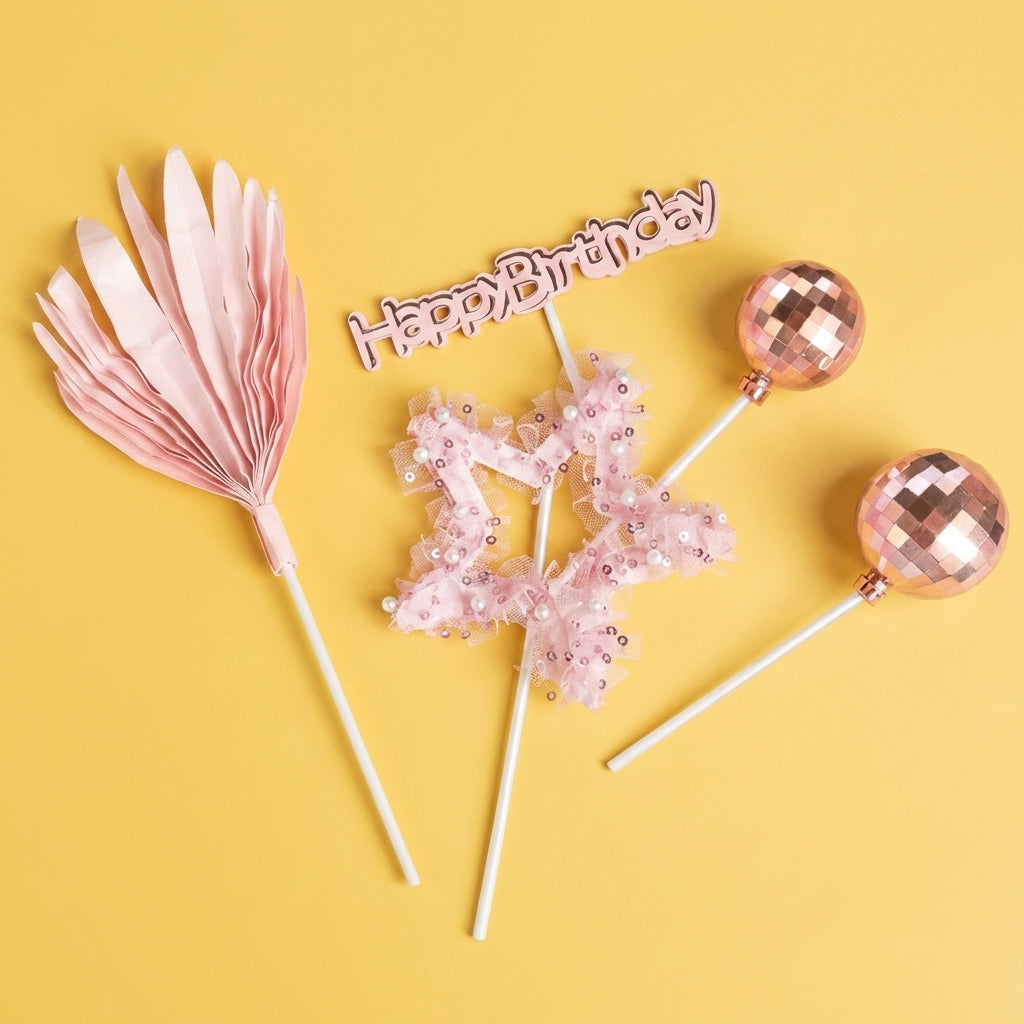 Pink Doll Cake Topper Accessories (Set of 2 pcs)