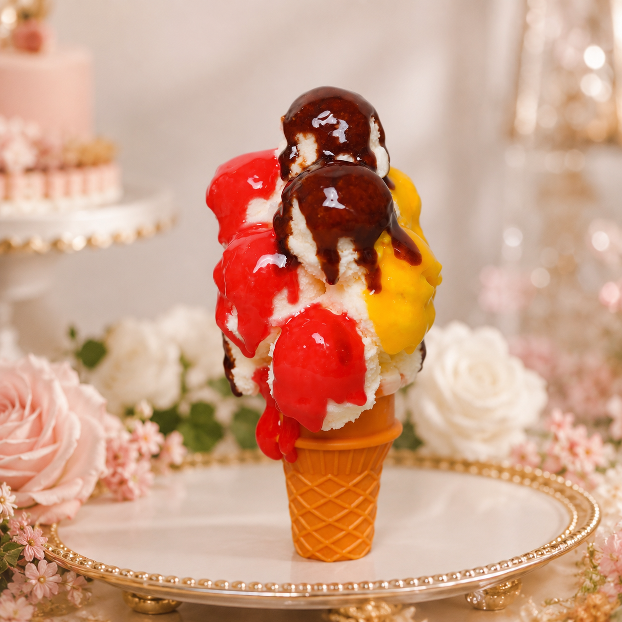 ARTIFICIAL FOOD DUMMY SCOOP ICE CREAM CONE (1 PC) 13600 2074-6