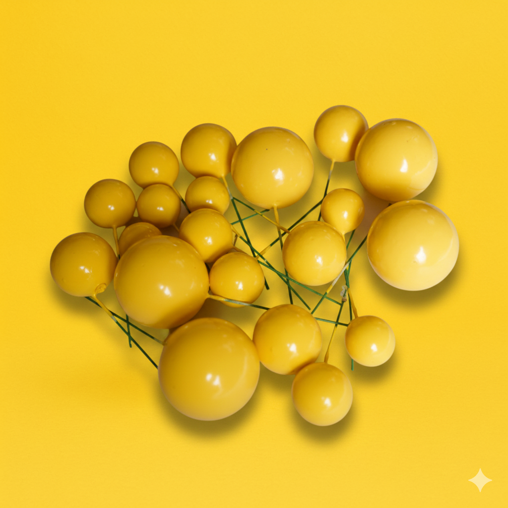 CAKE DECORATION  OR FAUX BALL  YELLOW (PACKET  OF 20 PCS)