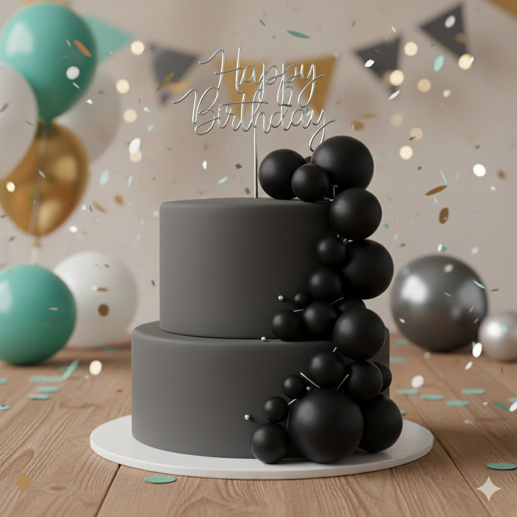 CAKE DECORATION  OR FAUX BALL  BLACK (PACKET OF  20 PCS)