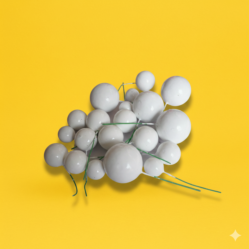 CAKE DECORATION  OR FAUX BALL OFF  WHITE (PACKET OF  20 PCS)