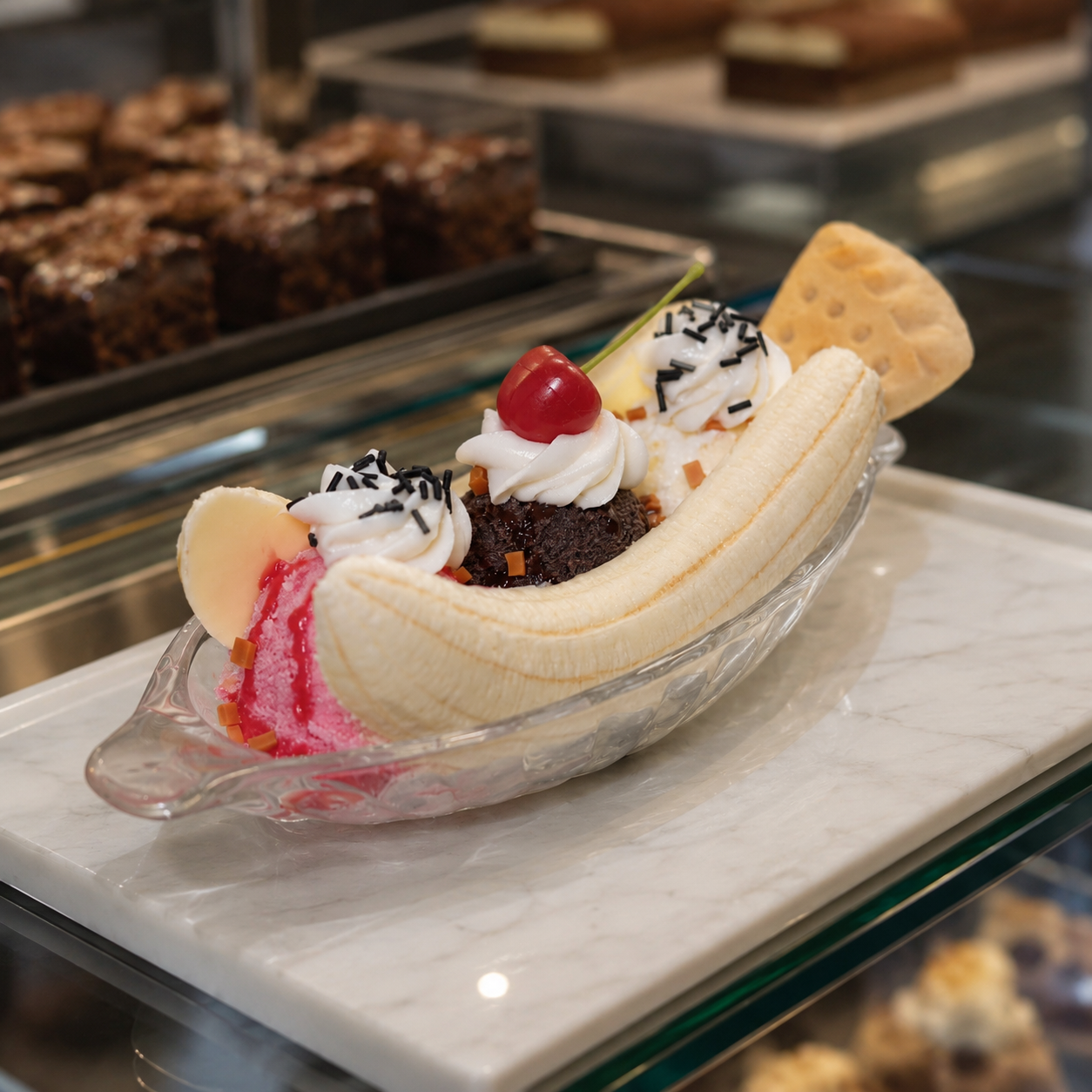 ARTIFICIAL FOOD DUMMY BANANA SPLIT ICE CREAM DESSERT (1 PC) 13598 2074-4