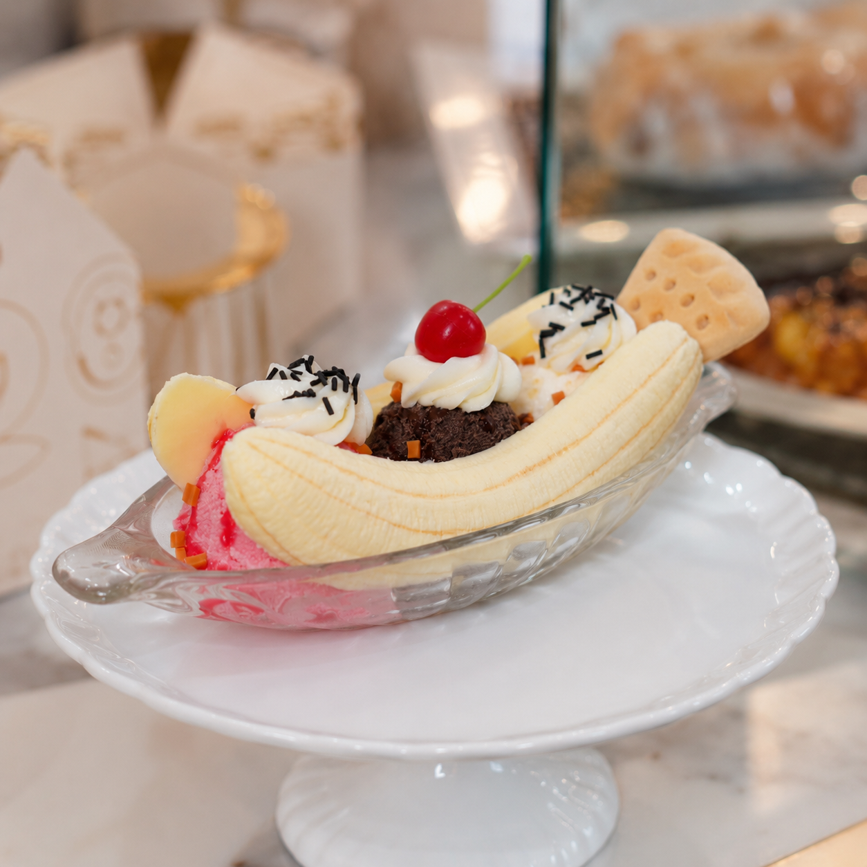 ARTIFICIAL FOOD DUMMY BANANA SPLIT ICE CREAM DESSERT (1 PC) 13598 2074-4