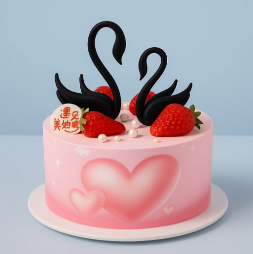 PINK ROMANCE SWAN CAKE ACCESSORIES (13398)