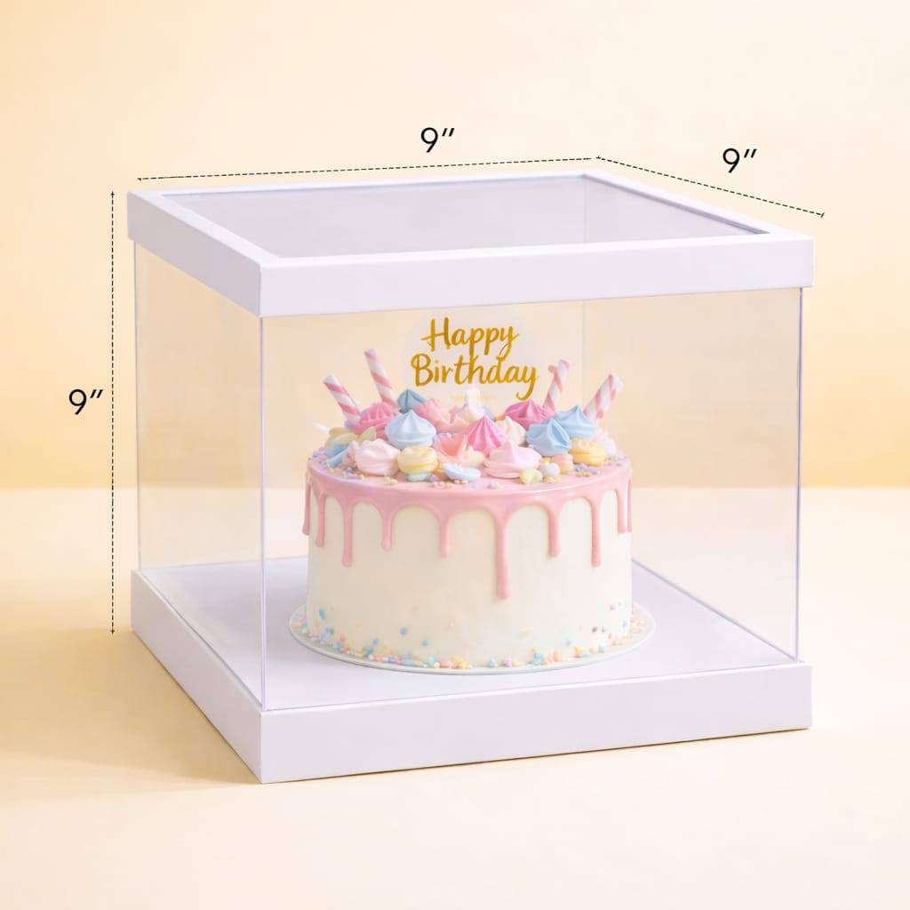 Transparent Cake Box (9x9x9 Inch Set of 3 PCS )